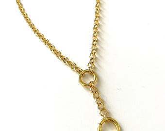 Custom Rolo Chain • Charm Holder Ring •  Belcher Chain • Charm Holder Clasp Necklace • Layering Necklace • Gift for Her