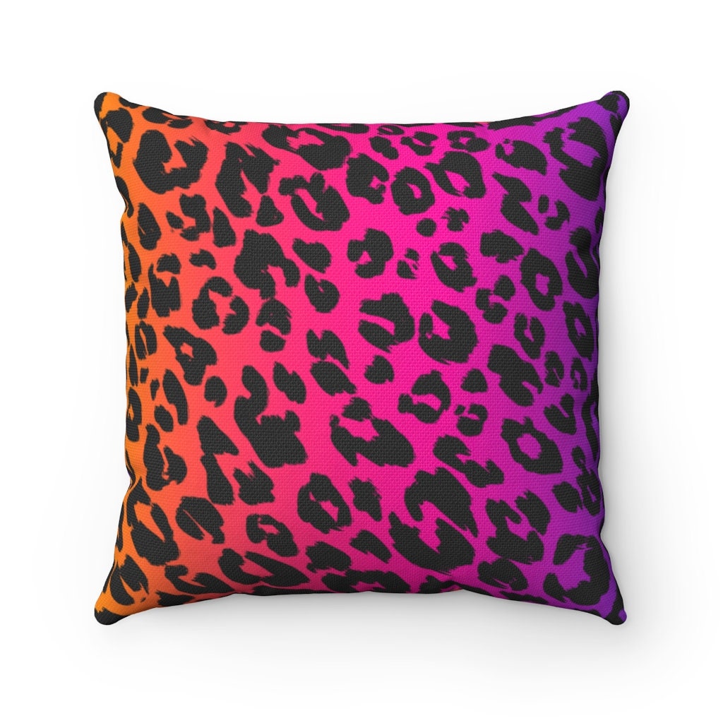 Colorful cheetah print Square Pillow Etsy