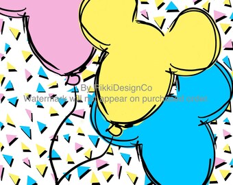 Ilustración inspirada en el parque temático de globos de ratón DESCARGA DIGITAL