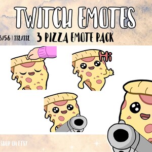 Food emotes X3 Twitch Pizza emotes ! kawaii emote pack anime avatars pizza slices For streaming | discord emotes | YouTube | Tiktok