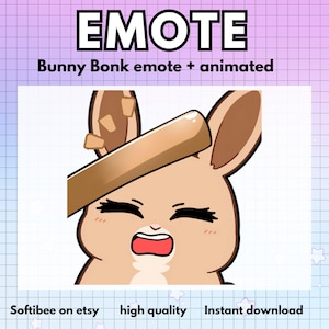 Bunny Chibi Emote Animated Funny Bonk | Rabbit Kawaii Animal Twitch Emotes Youtube Kick Tiktok - Ready to use for Discord Emoji - Streaming