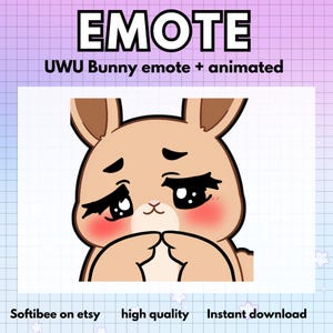Uwu Animated Emote Bunny Kawaii ! Animated Twitch Bunny Emotes Rabbit Single Chibi cute animated emote - for twitch discord youtube gaming