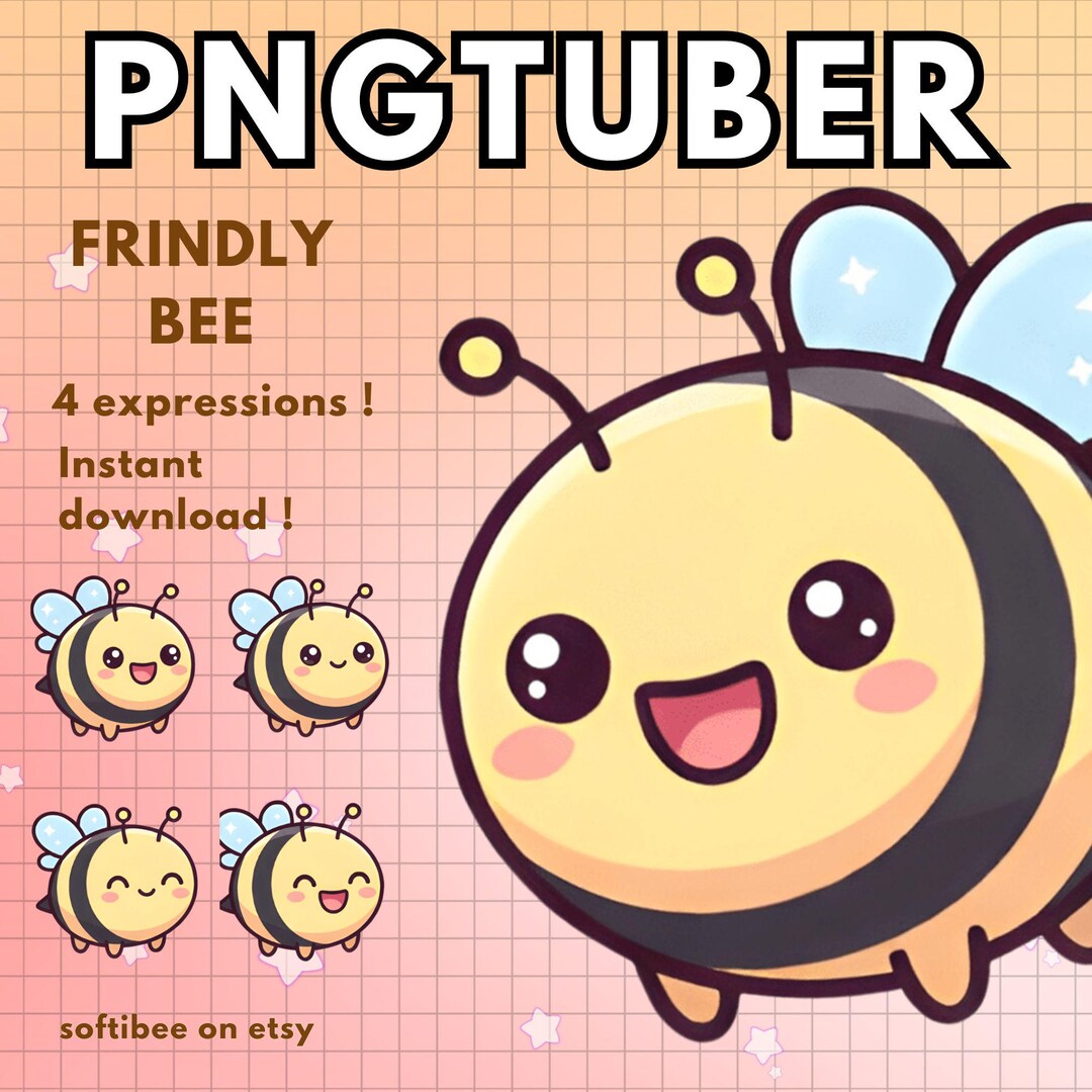 Chibi Bee Pngtuber Model, 4 Expressions (digital Download) for ...