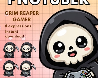 Pngtuber Grim reaper Vtuber Model ! Halloween Gamer Png Tuber for Twitch & Youtube / Black V-tuber Reactive Image Ready to use