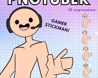 Vtuber Stickman Pngtuber Male Model ! 12x Vtuber Stick Man Orange Png tuber Boy  Base Avatars for Streaming on Twitch & Youtube Reactive
