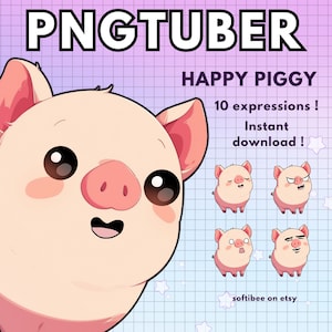 ¡Cerdo Pngtuber! x10 V-tuber Premade Png Tuber / Modelo Pig Vtuber / Kawaii / Veadotube / Discord / Twitch Voice Reactive