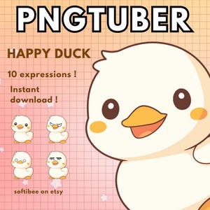 Pato Pngtuber Twitch Bird Vtuber Modelo para transmisión / 10x PNG Tuber Avatar reactivo de Discord / V-tuber Vtube Chibi Giftuber