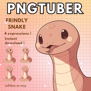 Snake Pngtuber Model 4x | Red Gamer Snake Png tuber | Chibi Vtubers For Twitch Streaming Chibi png vtuber animal | Ready to use