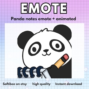 Panda chibi emote animated cute note taking | kawaii Animal twitch emotes Youtube Kick Tiktok - ready to use for discord emoji - Streaming