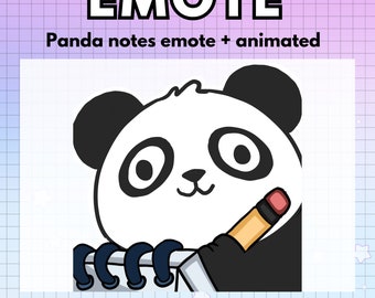 Panda Chibi Emote animierte süße Notizen machen | Kawaii Tier Twitch Emotes Youtube Kick Tiktok - bereit für Discord emoji zu verwenden - Welches ist das?