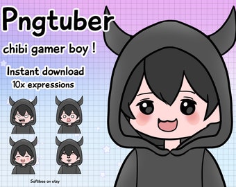 Pngtuber Devil Boy ! x10 png tuber black boy anime Demon Vtuber model male for Twitch & Kawaii vtuber assets ! Discord Youtube Tiktok