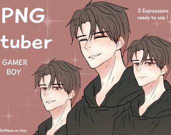 ¡Tres tuberos masculinos guapos de PNG para Twitch! ¡Vtubers de PNGtuber, PNGtuber prediseñado y modelo masculino de Vtuber! Veadotube Discord TikTok