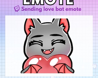 Halloween Emote Fledermaus Sende Liebe mit Herz | Einzel-Emote | Kick Twitch Youtube Discord Emotes