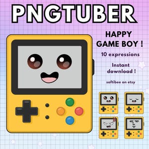 Game Boy Pngtuber Model ! 10x Yellow Pre-made Male Vtuber model / Male Png Tuber for Twitch & Youtube /  V-Tuber reactive image ready to use