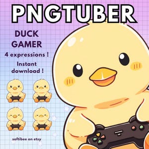 Pato Pngtuber Twitch Bird Vtuber Modelo para transmisión / 4x PNG Tuber Avatar reactivo de Discord / V-tuber Vtube Chibi Giftuber