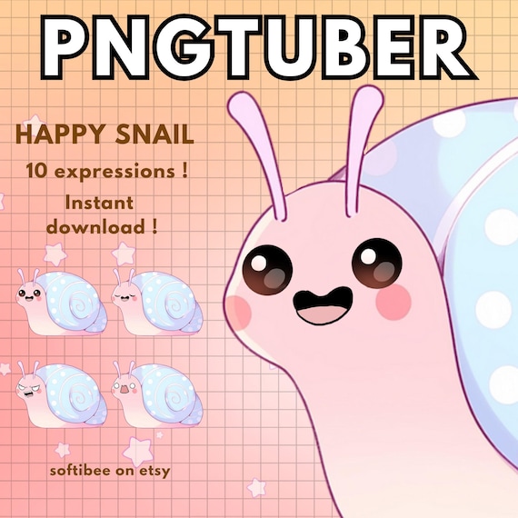 Snail Vtuber 10 Pngtuber Avatar - Reactive Png tuber Pre Made Slug Animal V tuber Model Twitch For Discord Youtube Gaming