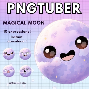 Vtuber Moon Pngtuber Modelo para Twitch / 10x Magical Witch Png Tuber Reactive Discord avatares / Vtube V-tuber Chibi Giftuber - listo para usar