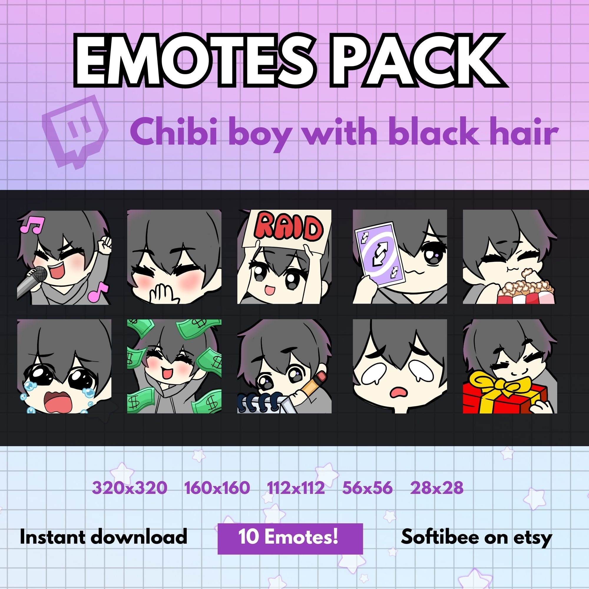 Modle Emotes Chibi Guy Emotes Pack Vo.2 ! X10 Emotes Chibi Man Anime With Black Hair ...