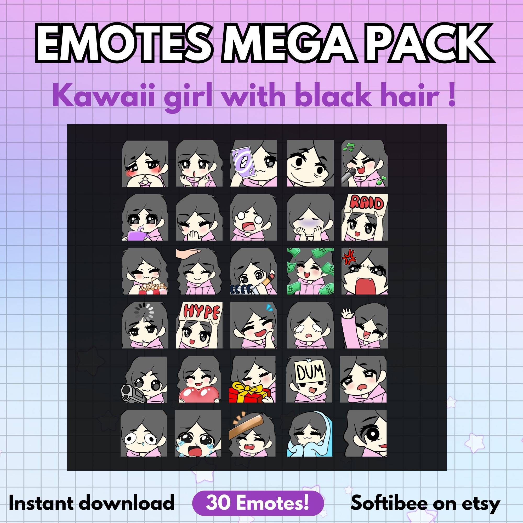 Girl Emotes Twitch MEGA PACK ! X30 Emote Chibi Girl Anime With Brown ...