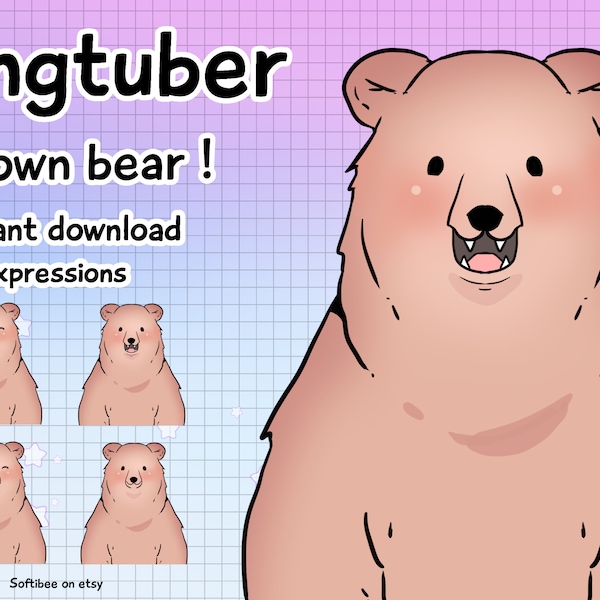 Pngtuber bear! 4x brown twitch pngtuber premade animal - brown edition for vtuber | twitch overlay | Discord | Youtube  | Tiktok | veadotube