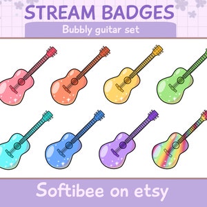 Twitch sub badges s guitar! 8X kawaii bundle , music bit badges for streamers  | Discord YouTube Tik tok - Digital download