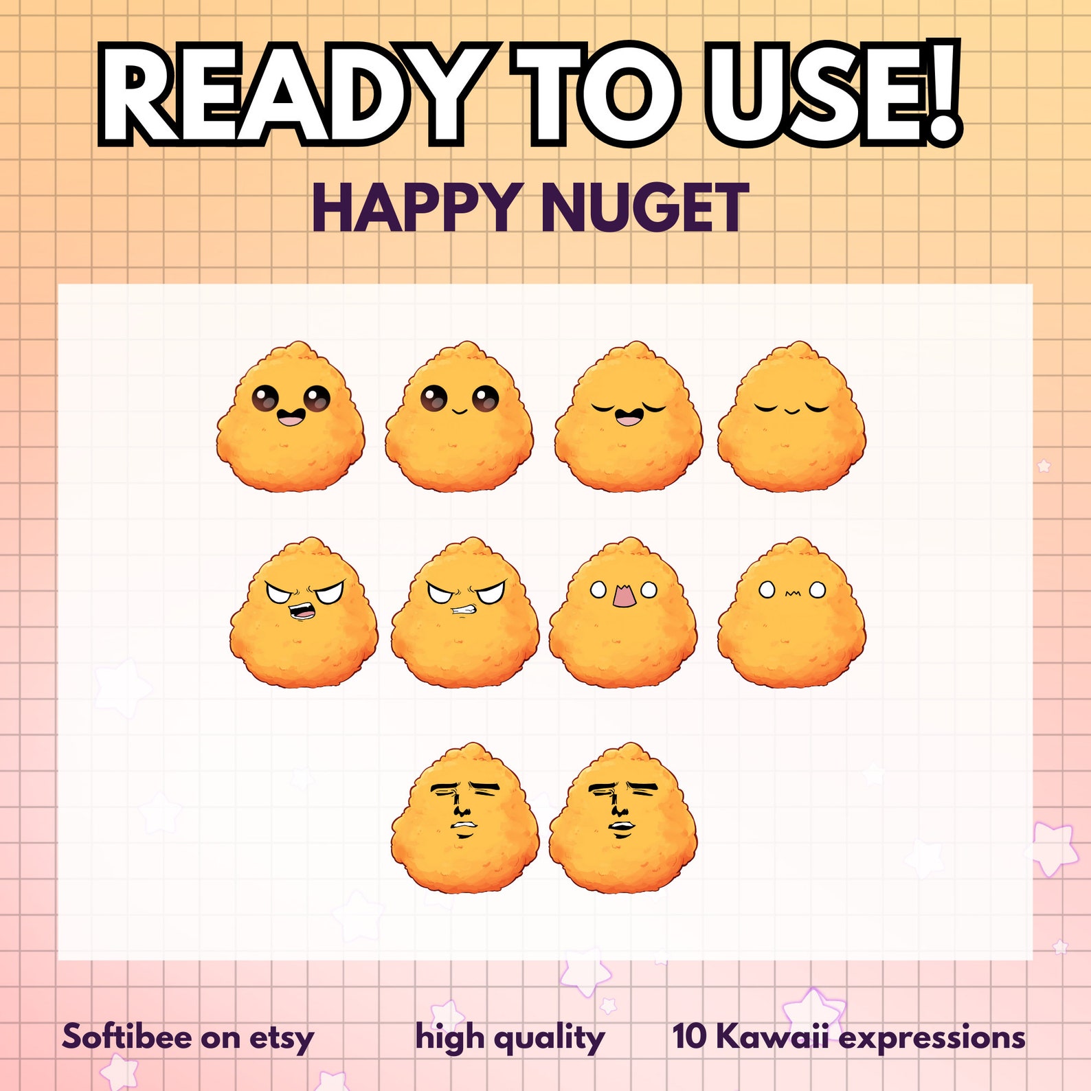 Chickenobs Pngtuber Chicken Nuget | Chibi Boy Png Tuber Premade (10 Emotions ...