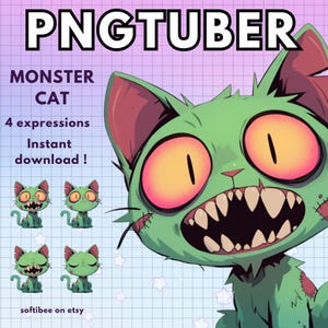 PNGtuber Cat monster | Furry Chibi Cat Png Tuber premade ( 4 emotions ) | | Cat Vtuber | Ready For Twitch, Veadotube, OBS V-tuber, Discord