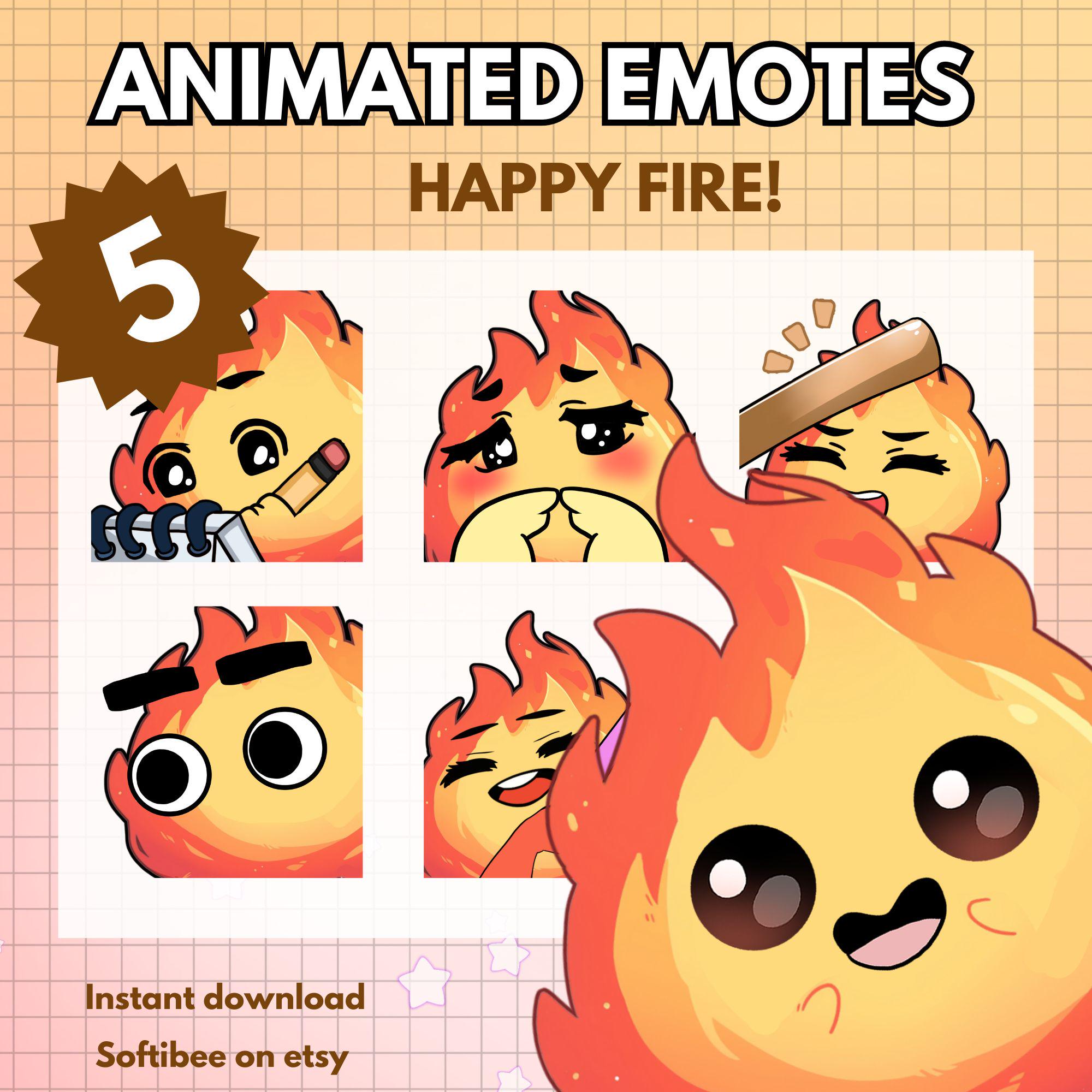 Animated emotes Fire Pack X5 Animated Fire Emotes food For Twitch and Discord Emotes |  Bonk Notes Party Creepy Uwu Emote