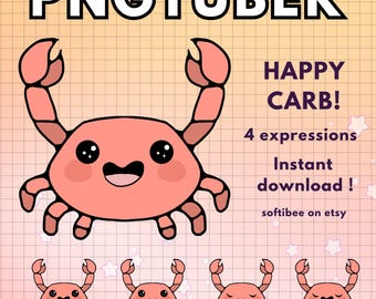 Pngtuber Crab Model 4x Chibi Png tuber Avatars For Twitch Discord Youtube Streaming fish Vtuber model Male
