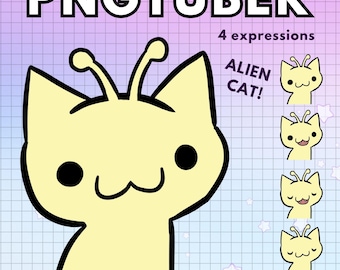 Pngtuber Alien Cat Vtuber Banana Yellow Avatar ! 4x Premade Png Tuber  Funny Giftuber for Content Creators and Twitch Vtubers
