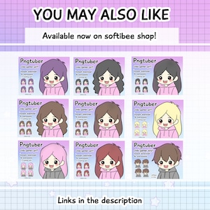 Puede incluir: Nueve ilustraciones digitales de personajes chibi de jugadores en varias poses y expresiones. Los personajes llevan sudaderas con capucha rosas y tienen diferentes colores de cabello. El texto "Pngtuber" y "chibi gamer girl" se muestra en cada ilustraci&oacute;n.