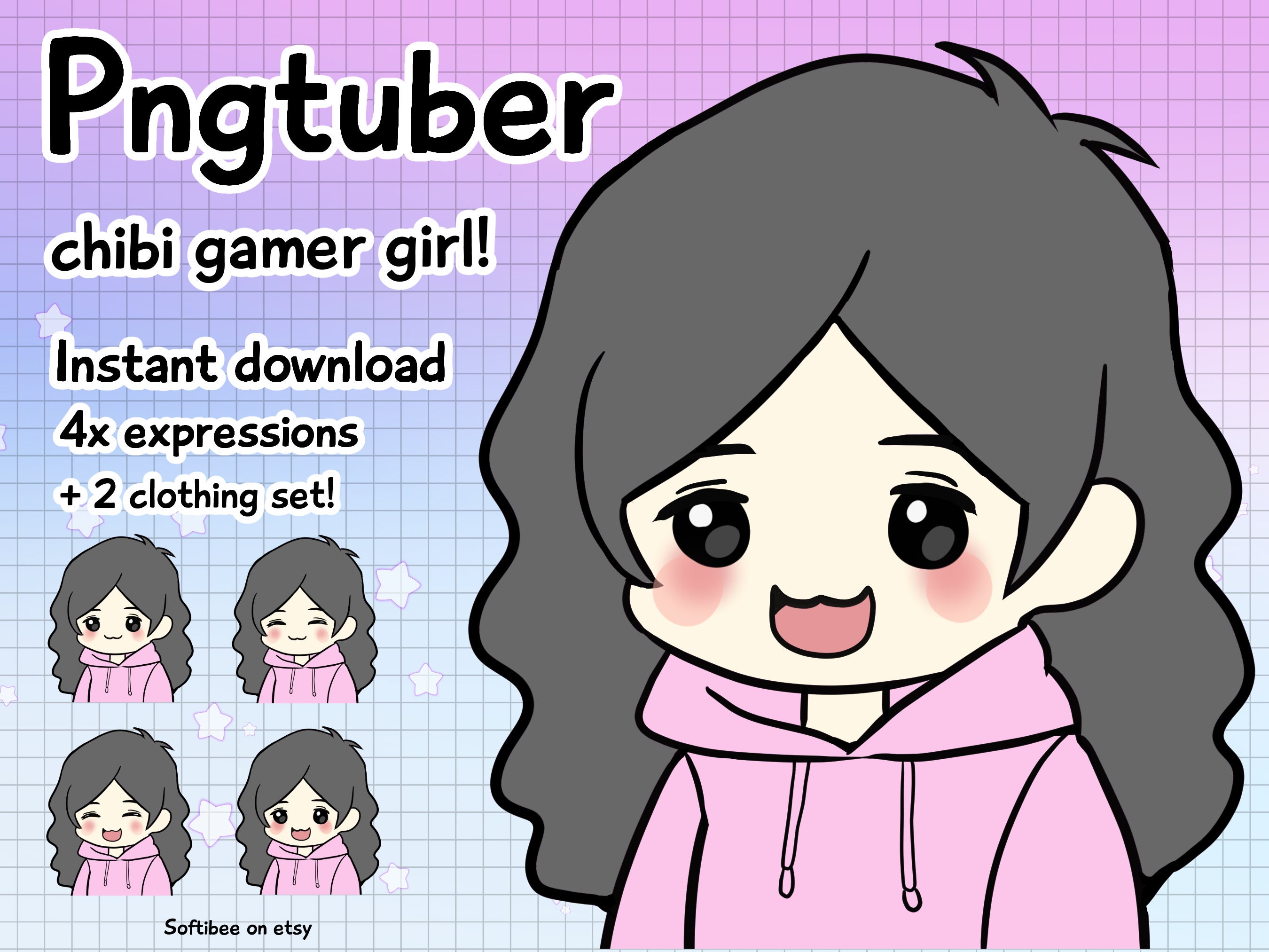 Curly hair vtuber - Etsy Schweiz, image size:2700x2025