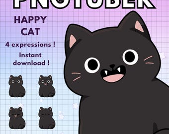 Pngtuber Cat Vtuber Model for Twitch | 4x Kitty Png Tuber Reactive Discord avatars V-tuber Vtube Chibi Halloween