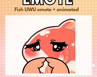 ¡Emoticono animado Uwu de pez kawaii! Emoticonos animados de pez para Twitch. Emoticono animado chibi único para Twitch, Discord, YouTube y videojuegos.