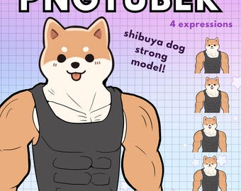 Shiba Inu Pngtuber Dog Vtuber Model for Twitch Gym bro Edition | 4x Png Tuber Reactive Discord avatars |  V-tuber Vtube Chibi Giftuber