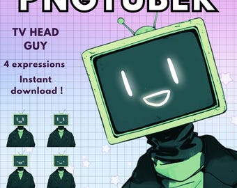 Pngtuber mannelijke tv-kop! x4 groene png-knol Meme boy Anime Vtuber-model mannelijk voor Twitch en pngGeprefabriceerd! Discord Youtube: klaar voor gebruik