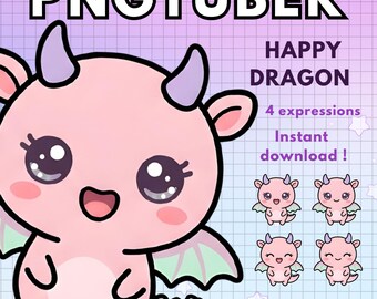 Dragon Pngtuber Funny Vtuber Model for Twitch | 4x Pink Png Tuber Reactive Discord avatars | V-tuber Vtube Chibi Giftuber - INSTANT DOWNLOAD