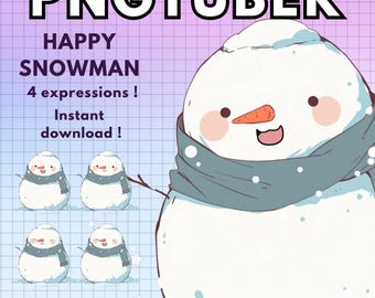 Bonhomme de neige Pngtuber Noël Twitch ! 4 x avatars de Noël Vtuber préfabriqués Kawaii Reactive Discord Youtube | tubercule png kawaii