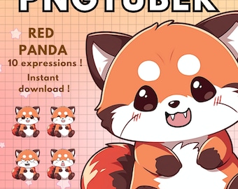 Roter Panda Pngtuber Modell Niedliche 10x Chibi Png Knollen Avatas Für Twitch Discord Youtube Piercing Tier Vtuber Modell Männlich Vorgefertigt