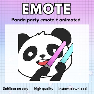 Panda chibi emote animated cute party | kawaii animal twitch emotes Youtube Kick Tiktok - ready to use for discord emoji - Streaming