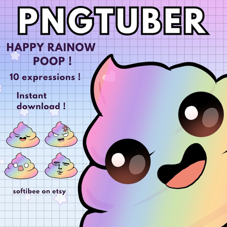 Png Tuber POOP ! 10x Cute Rainbow Poop Vtuber Premade Giftuber Food for ...