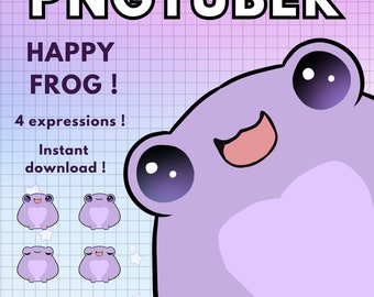 Frog Pngtuber ! Reactive Pngtuber Model -  Purple Frog Png Tuber For Twitch - Cute Frog Vtuber for streaming overlay - Ready To Use