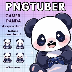 Bear Pngtuber Panda gamer ! 4x Bear Pre-made Vtuber Male Model Avatars for Twitch & Reactive Discord Vtube a Youtube | Animal PNG Tuber