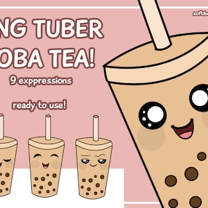 Pngtuber Boba Tea Vtuber ! 9X kawaii Girl Png tuber / Food Vtuber Model for Twitch twitch overlays | YouTube Discord TikTok