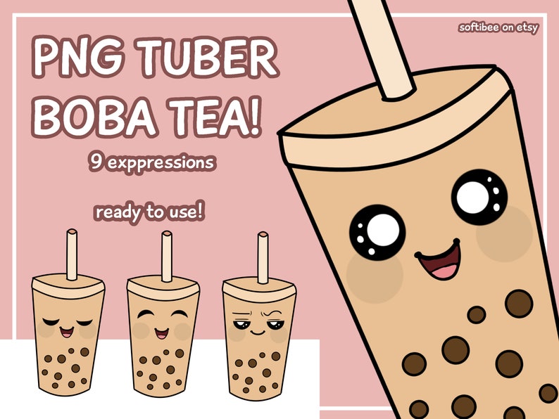 Pngtuber Premade Boba Tea 9X Kawaii Png Tuber / Vtuber Model for Twitch