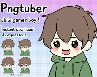 Pngtuber Boy model | Vtuber male model Avatar For Streaming | Premade PNG Tuber brown hair Twitch Discord Game Streamer