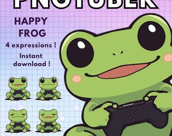 Frog Pngtuber Model  ! Animal Reactive Pngtuber Avatar - Gamer Frog Png Tuber For Twitch - Cute Frog Vtuber for streaming overlay