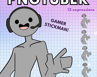 Pngtuber Stickman Male Model ! 12x Vtuber Stick Man Gray Png tuber Boy Pngtuber Base Avatars for Streaming on Twitch & Youtube