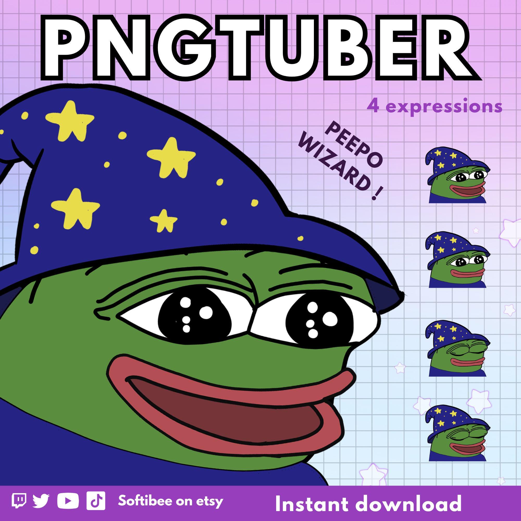 Pngtuber Frog Peepo Wizard ! 4x Funny Png Tuber Premade Pepe Meme Edition  for Twitch Vtubers and Content Creators ! Discord Youtube Tiktok - Etsy, image size:2000x2000
