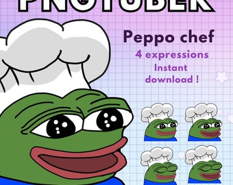 Pngtuber Frog Peepo Chef ! 4x Funny png tuber premade Pepe meme edition for twitch vtubers and content creators ! Discord Youtube Tiktok